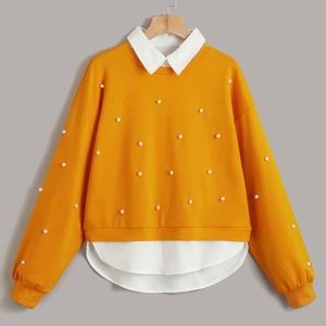 Pearl beaded 2 in 1 Pullover